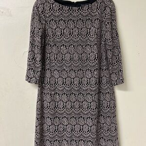 Jessica Howard Cream and Black Sheath‎ Dress with Cuffed 3/4 Sleeves size 16